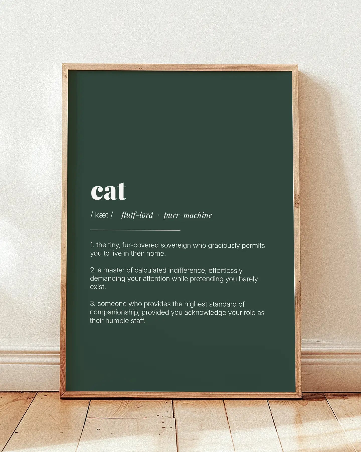 Definition Poster of Cat on Emerald background