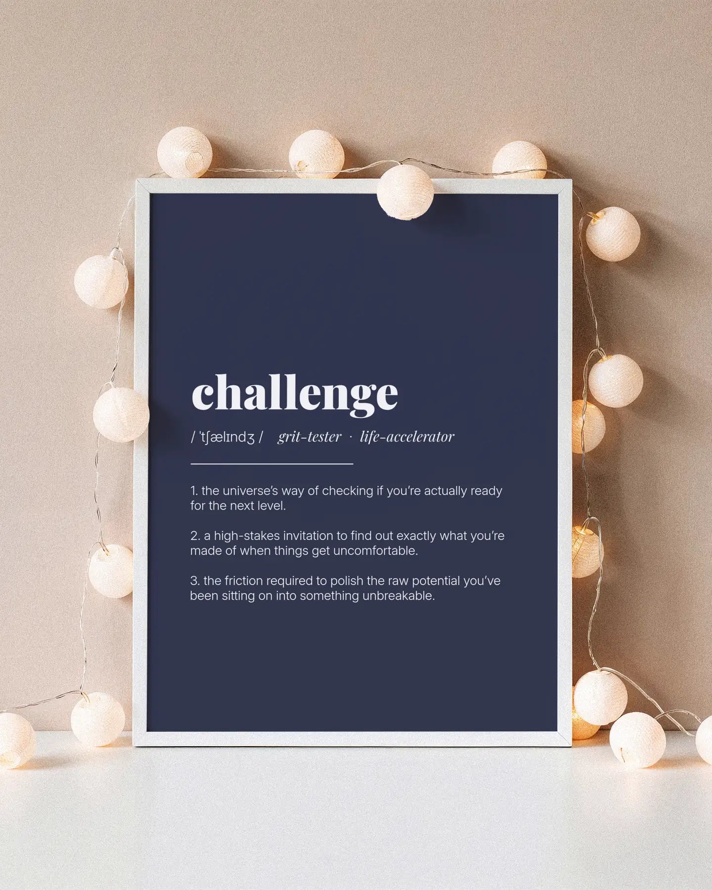 Definition Poster of Challenge on Deep Navy background