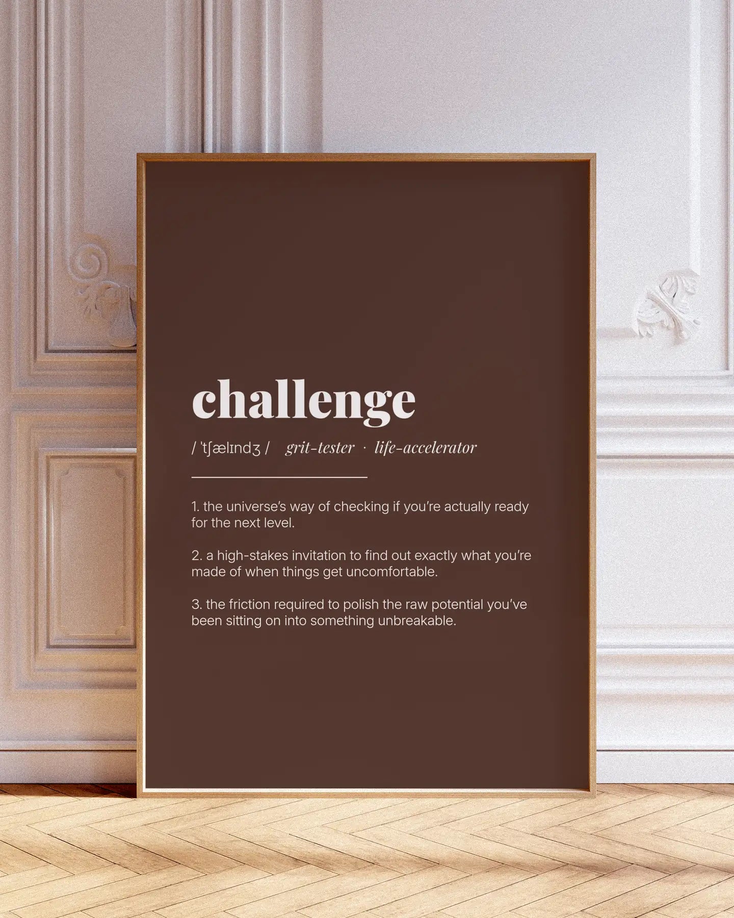 Definition Poster of Challenge on Espresso background