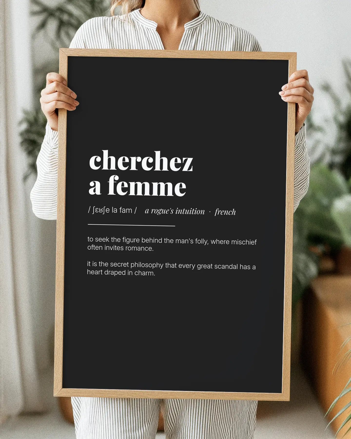 Definition Poster of Cherchez <br />a femme on Midnight Ink background
