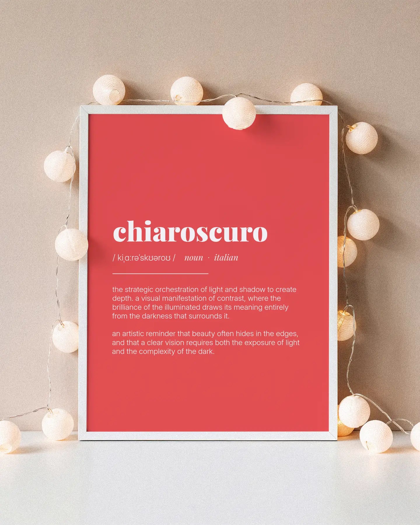 Definition Poster of Chiaroscuro on Strawberry background