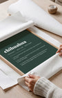 Definition Poster of Chihuahua on Emerald background