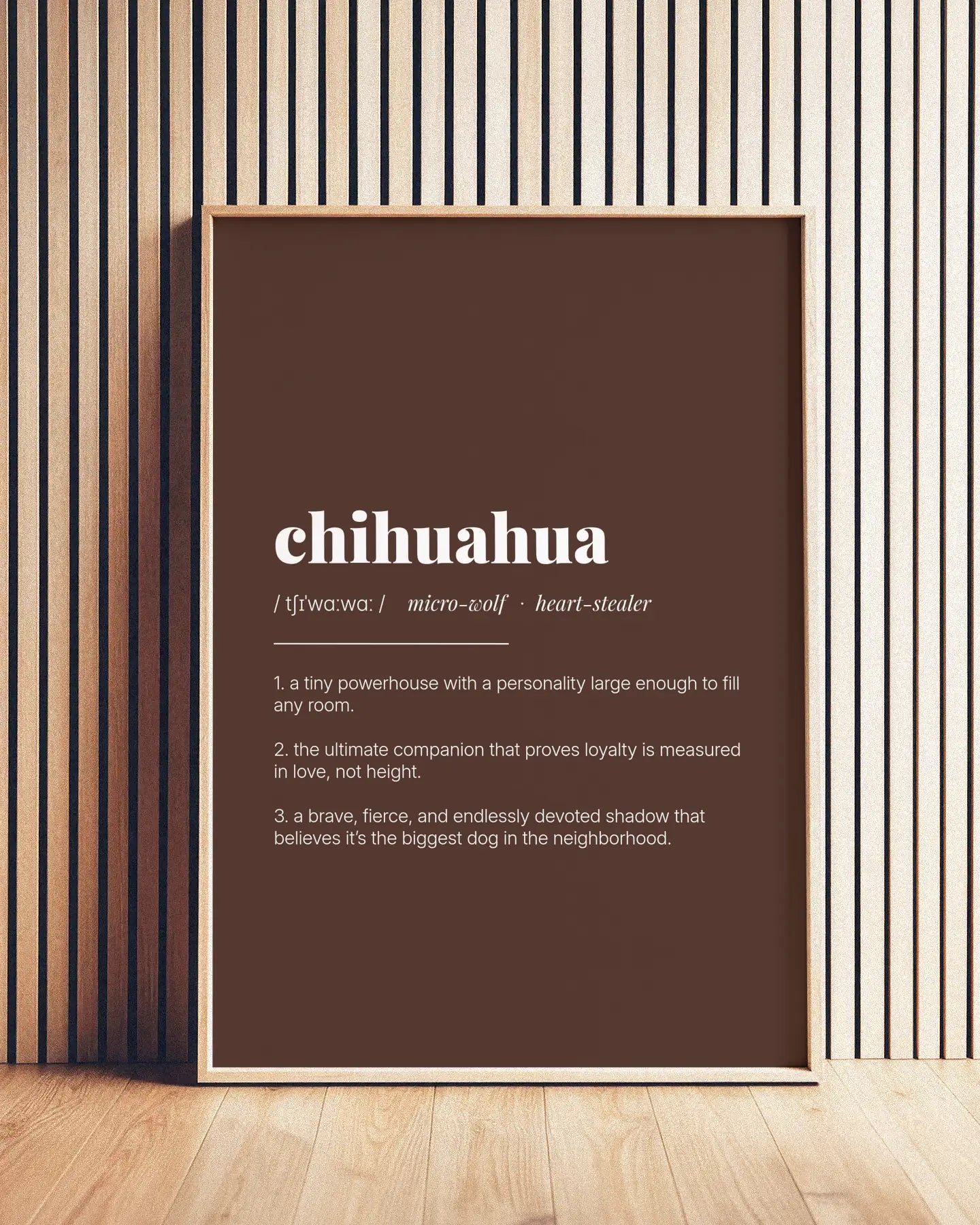 Definition Poster of Chihuahua on Espresso background