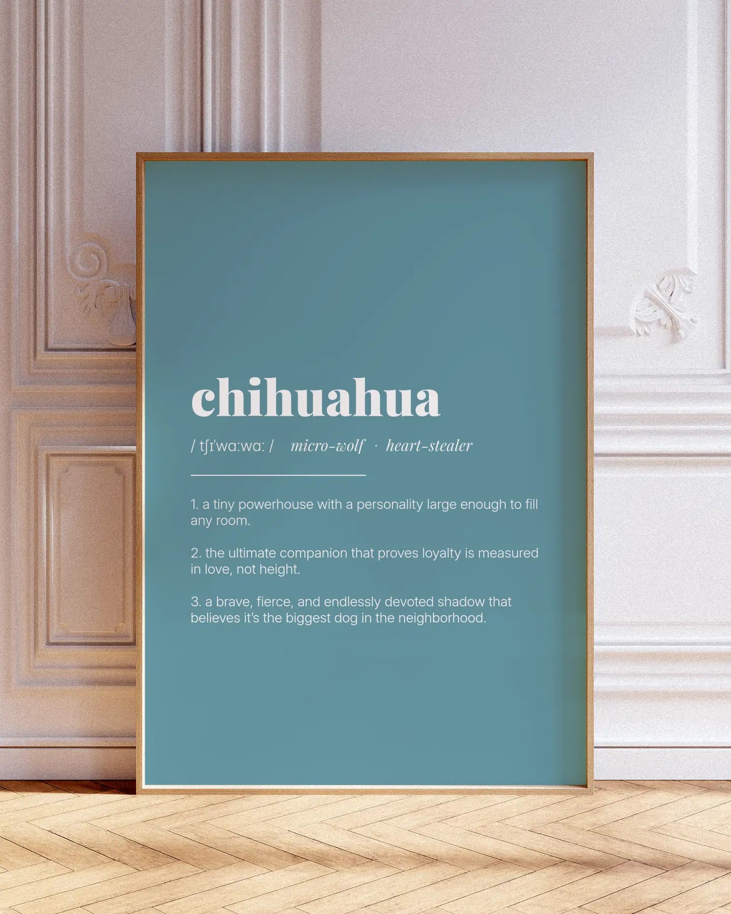 Definition Poster of Chihuahua on Sea Glass background