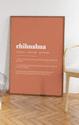 Definition Poster of Chihuahua on Terracotta background