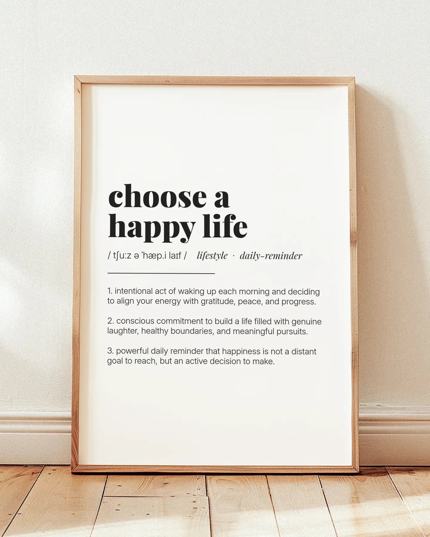 Definition Poster of Choose A<br />Happy Life on Gallery White background