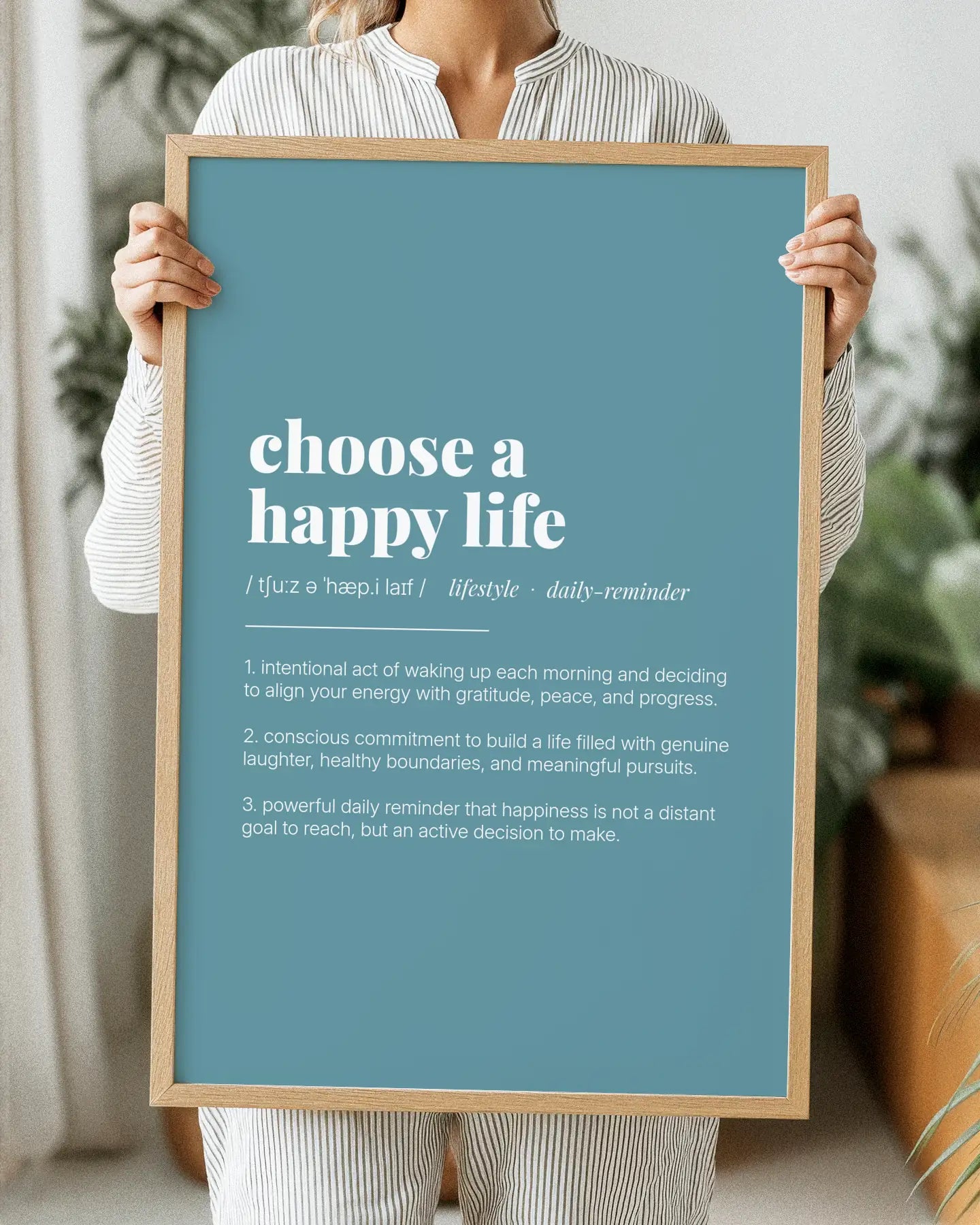 Definition Poster of Choose A<br />Happy Life on Sea Glass background