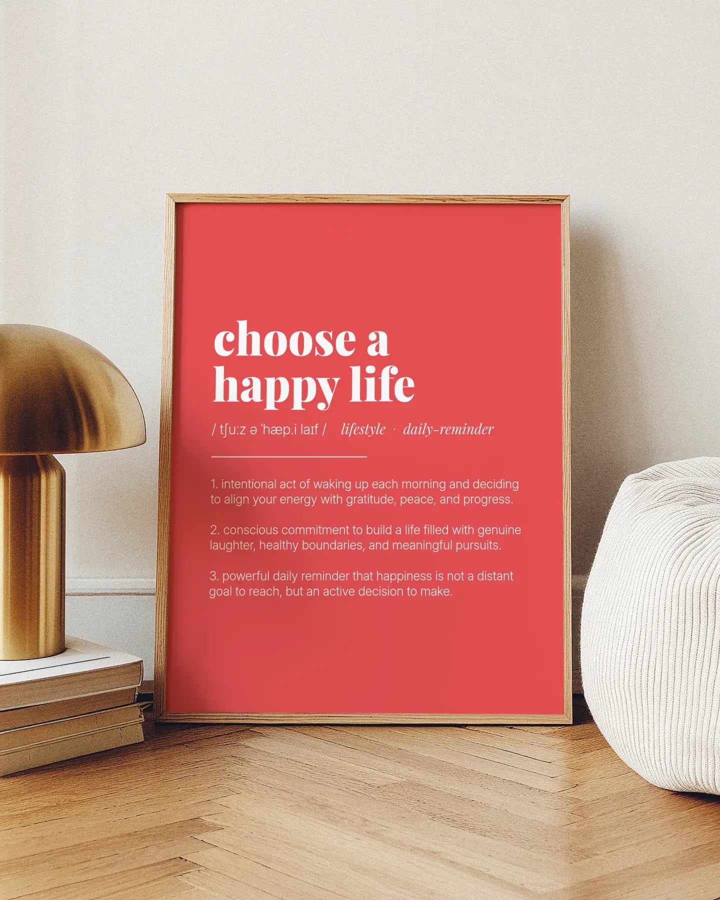 Definition Poster of Choose A<br />Happy Life on Strawberry background