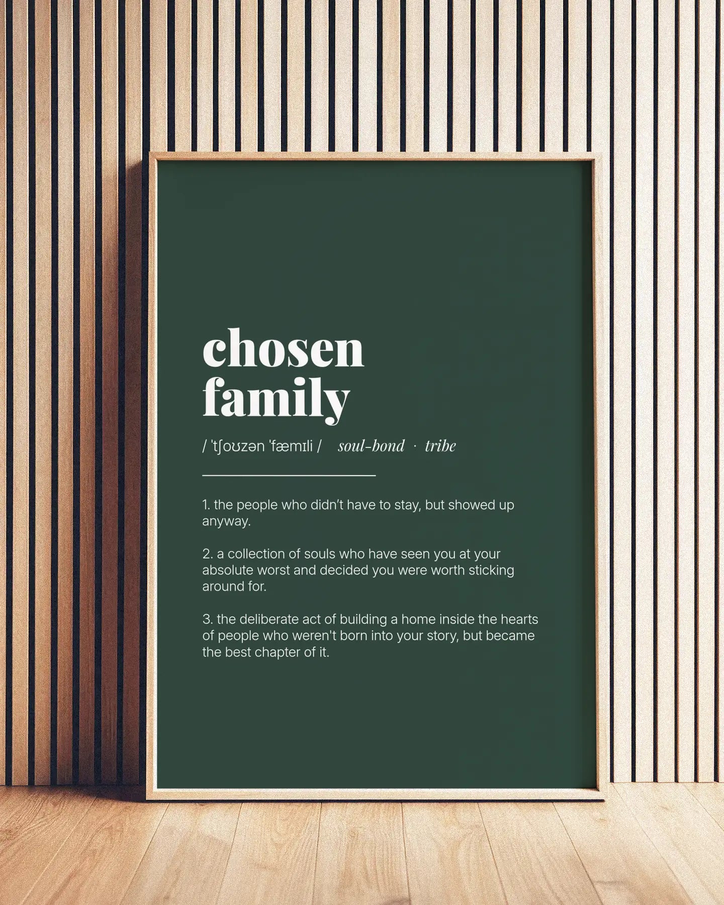 Definition Poster of Chosen<br />Family on Emerald background