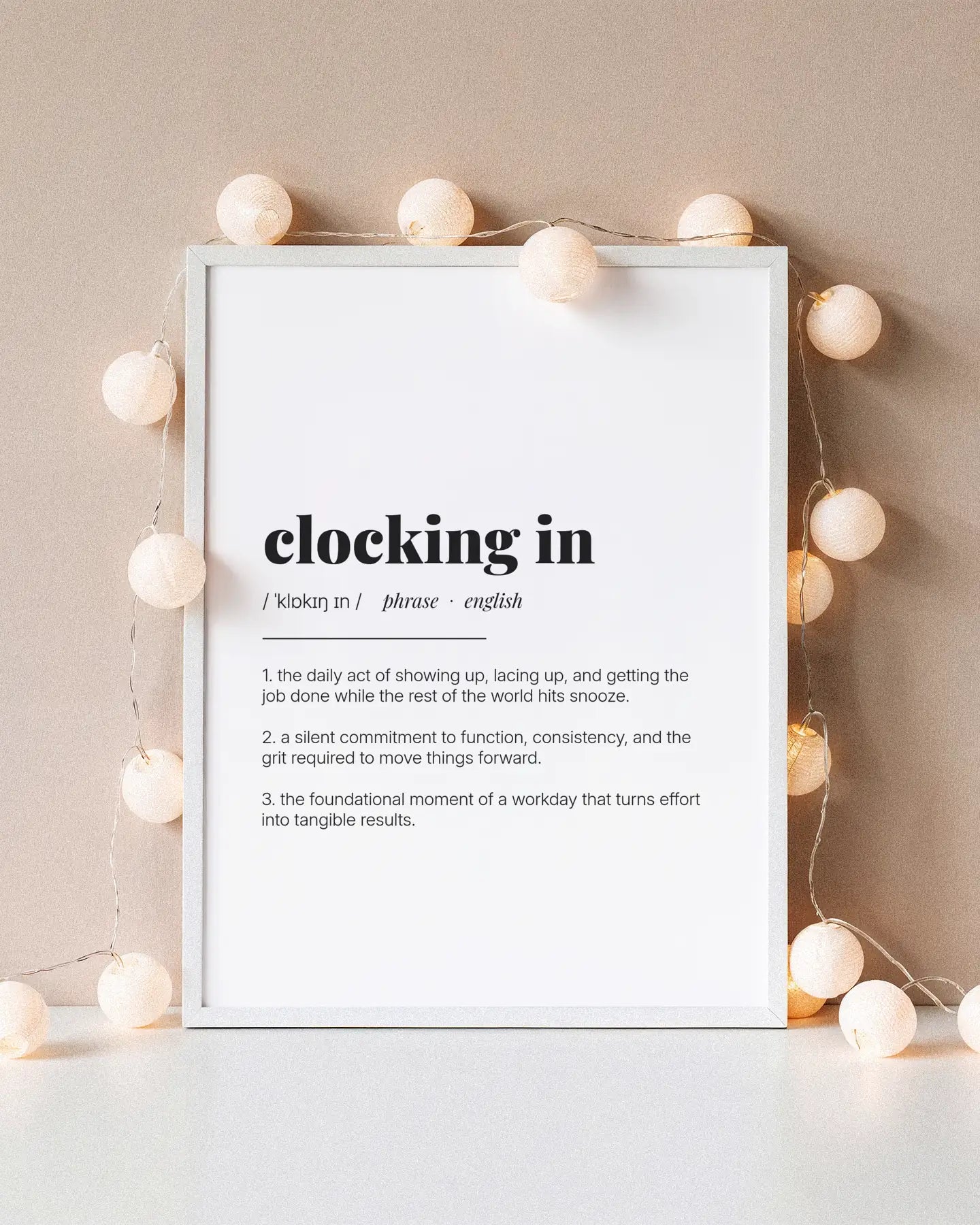 Definition Poster of Clocking in on Gallery White background