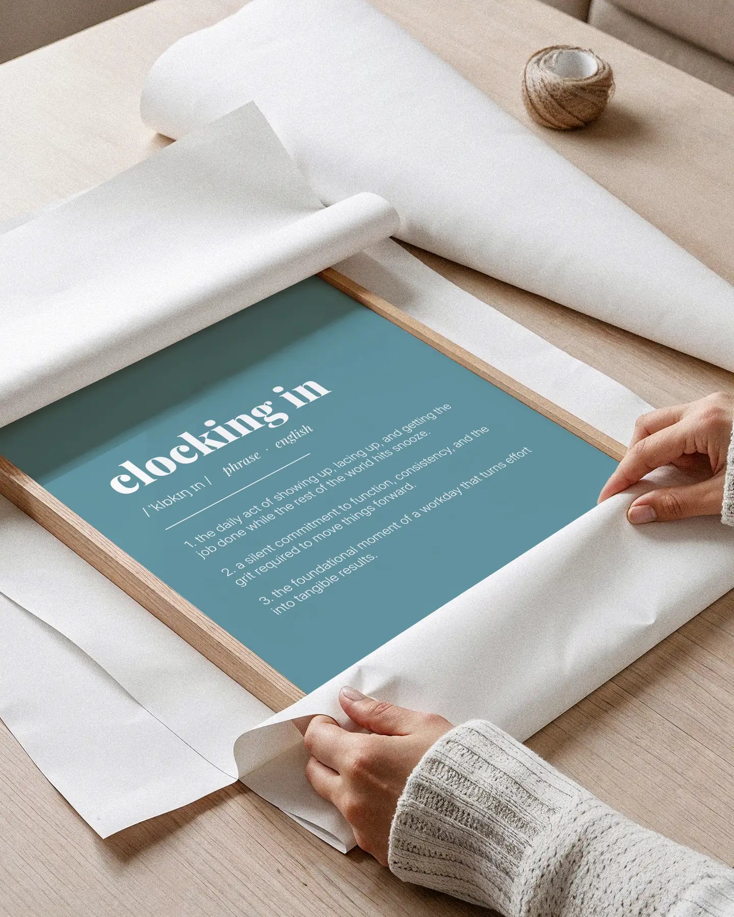 Definition Poster of Clocking in on Sea Glass background