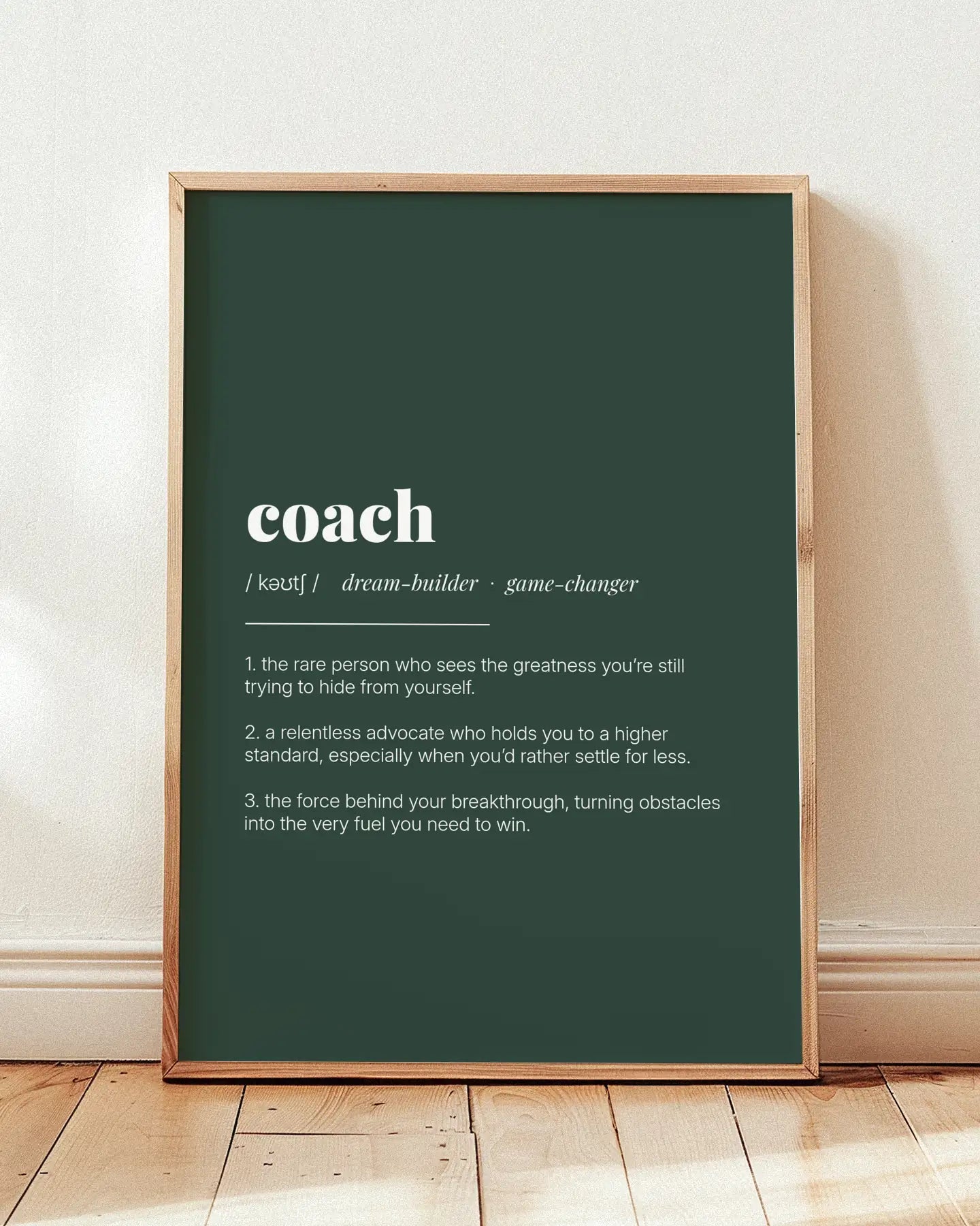 Definition Poster of Coach on Emerald background