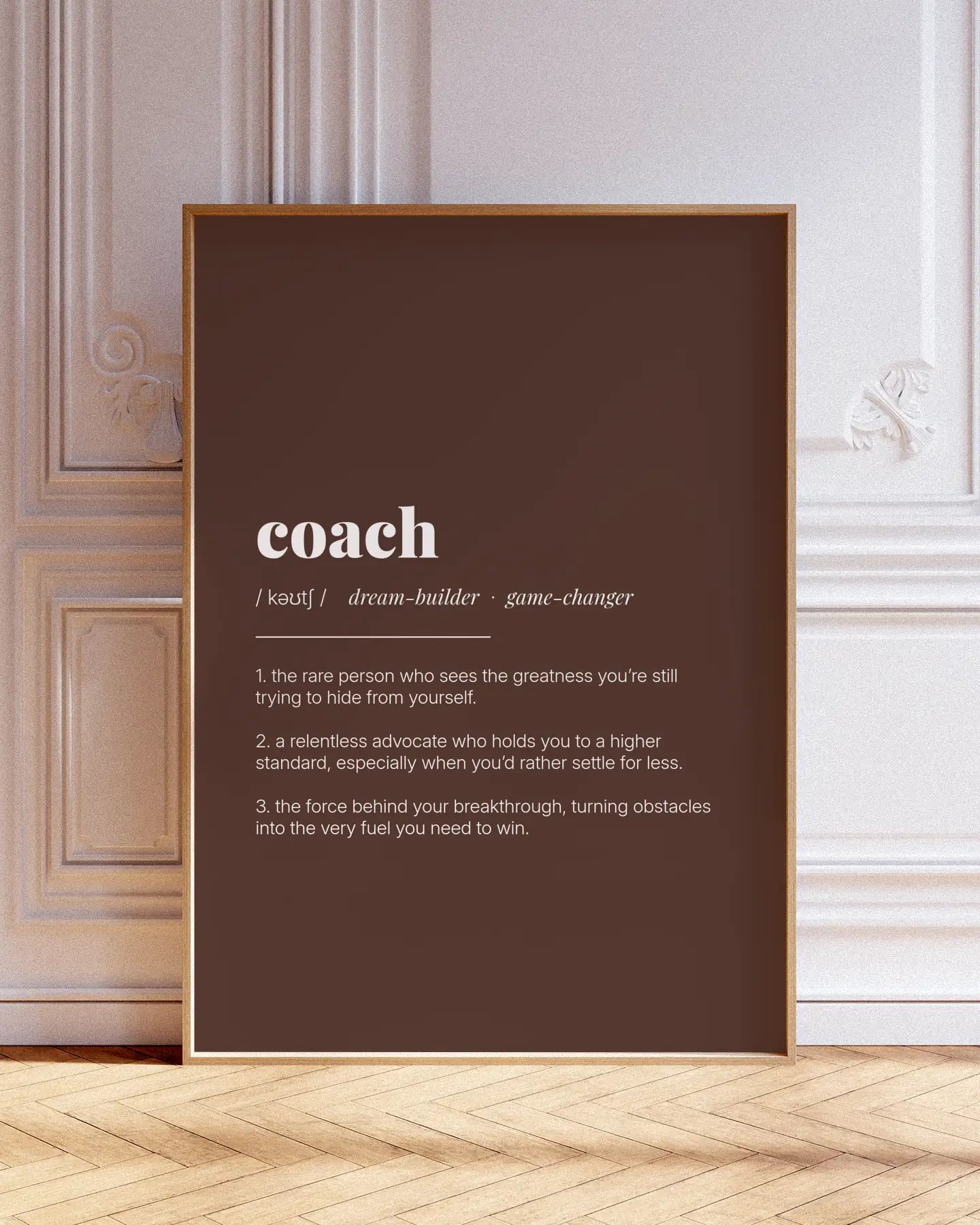 Definition Poster of Coach on Espresso background