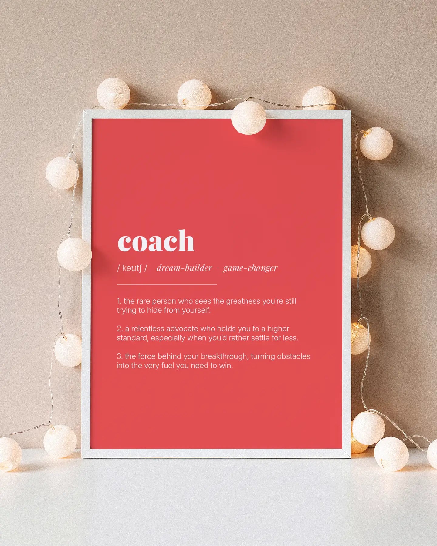 Definition Poster of Coach on Strawberry background