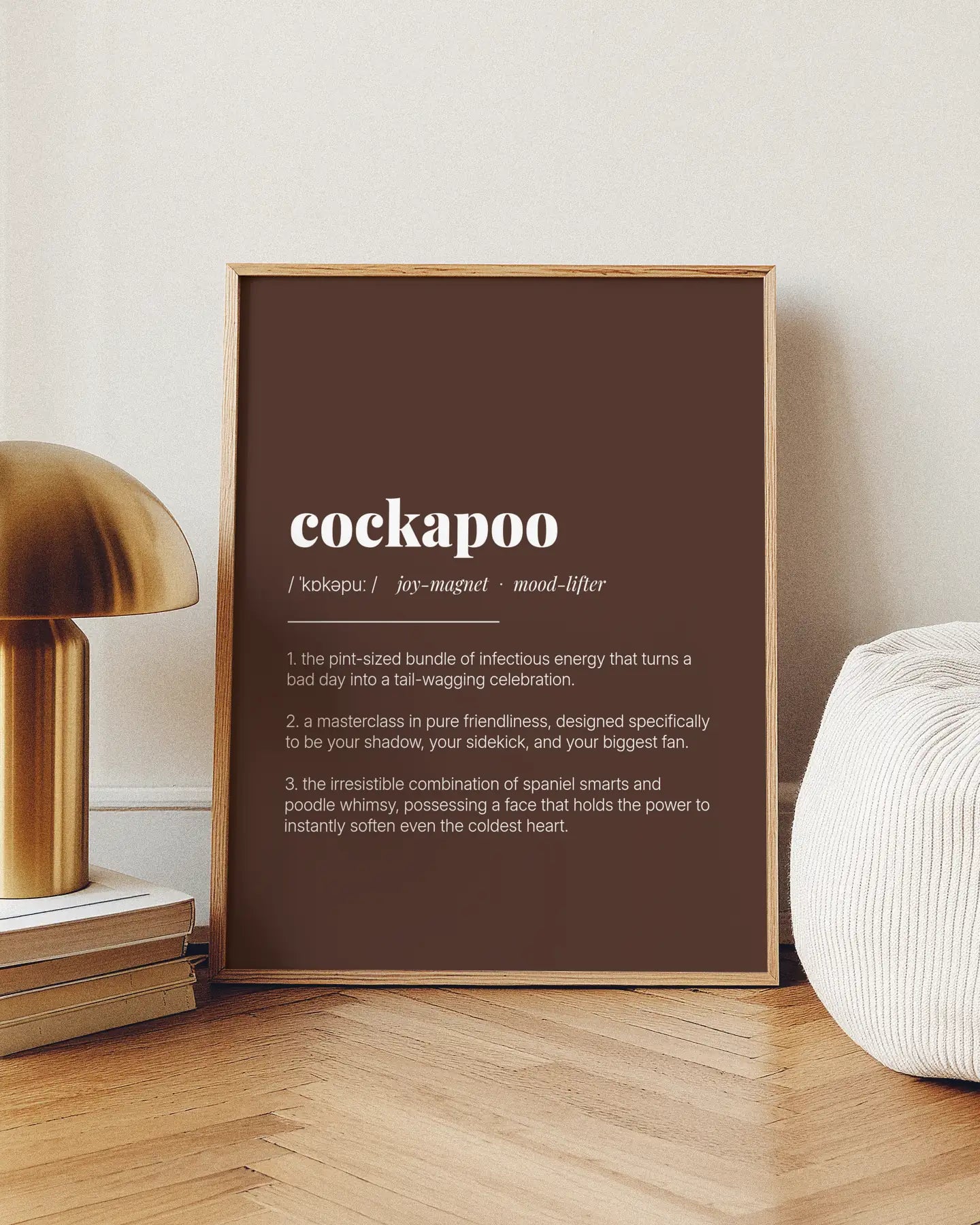 Definition Poster of Cockapoo on Espresso background