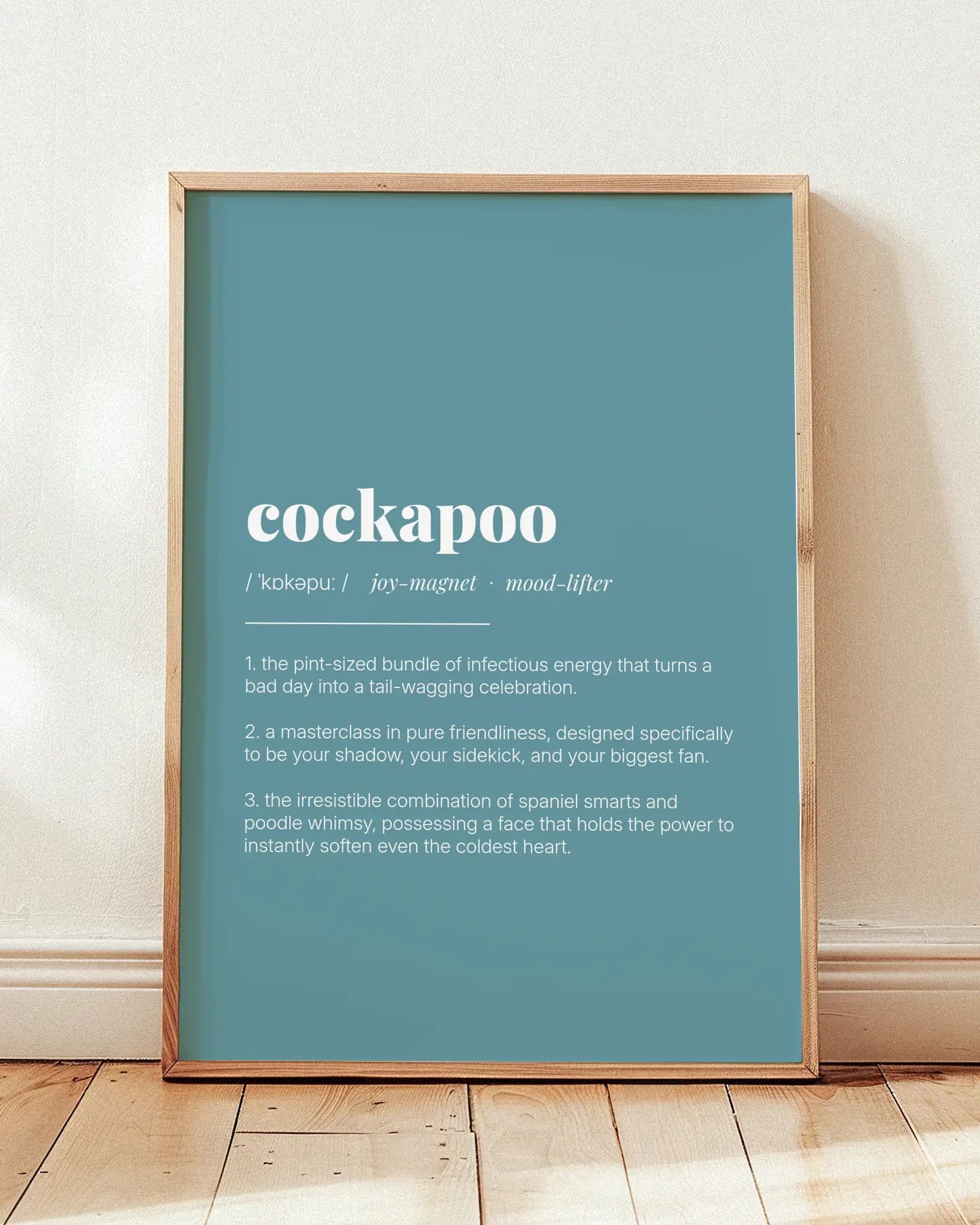 Definition Poster of Cockapoo on Sea Glass background