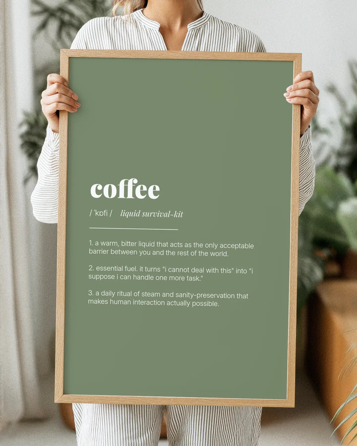 Definition Poster of Coffee on Sage Green background