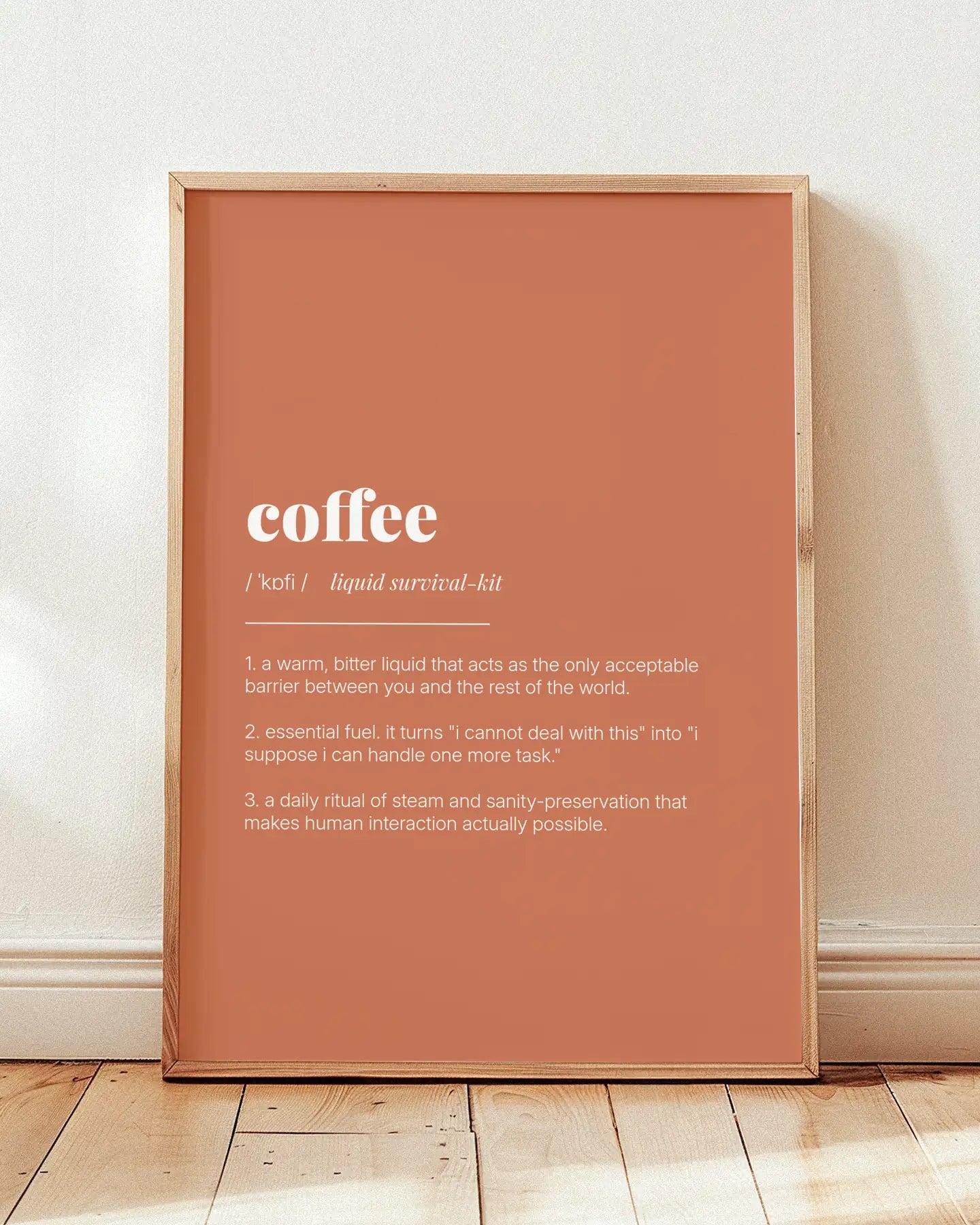 Definition Poster of Coffee on Terracotta background