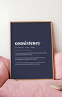 Definition Poster of Consistency on Deep Navy background
