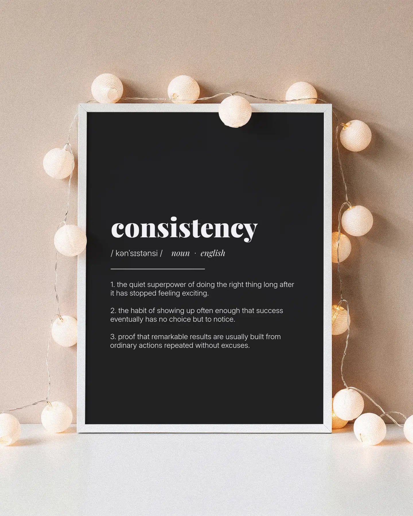 Definition Poster of Consistency on Midnight Ink background