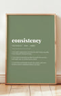Definition Poster of Consistency on Sage Green background