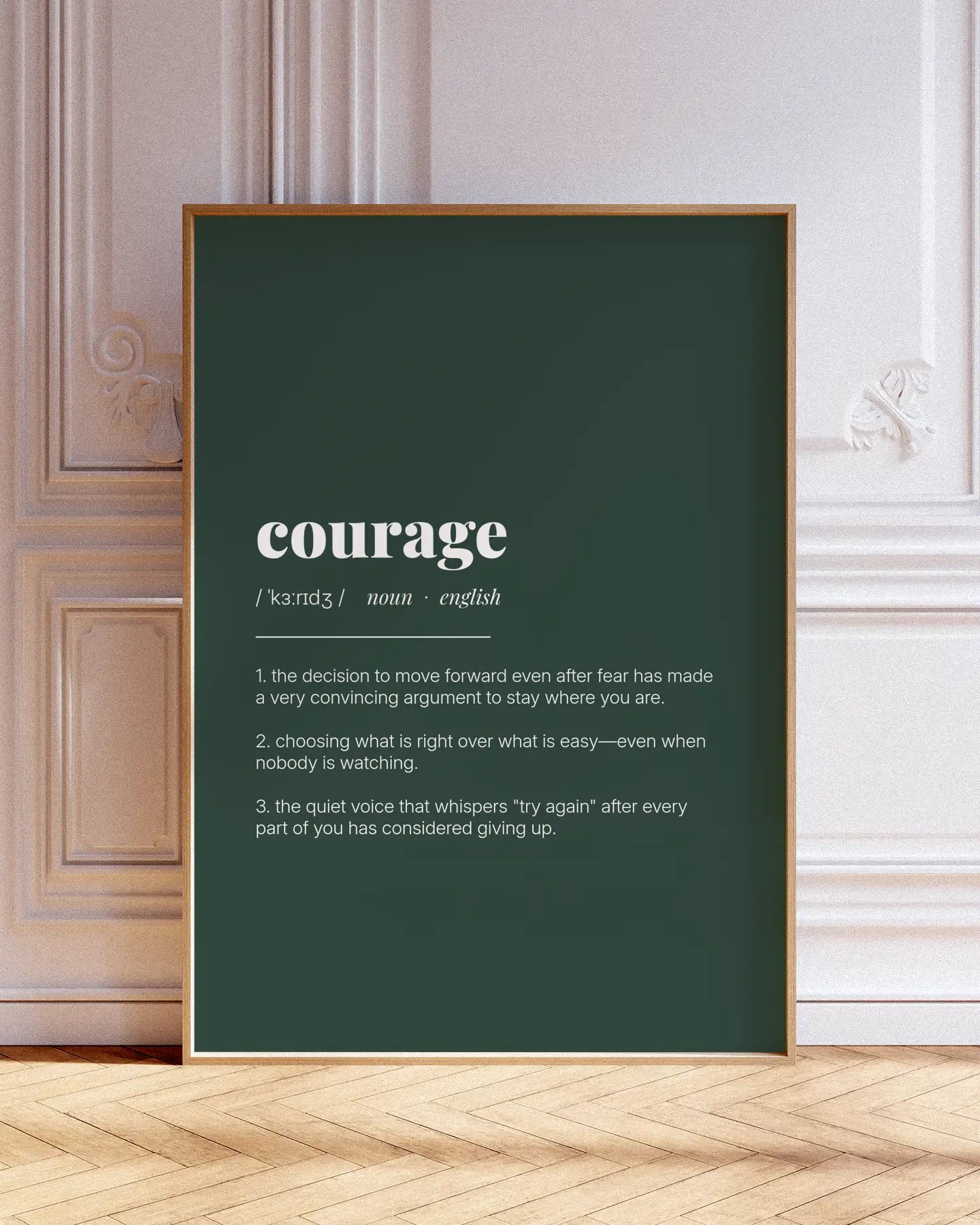 Definition Poster of Courage on Emerald background