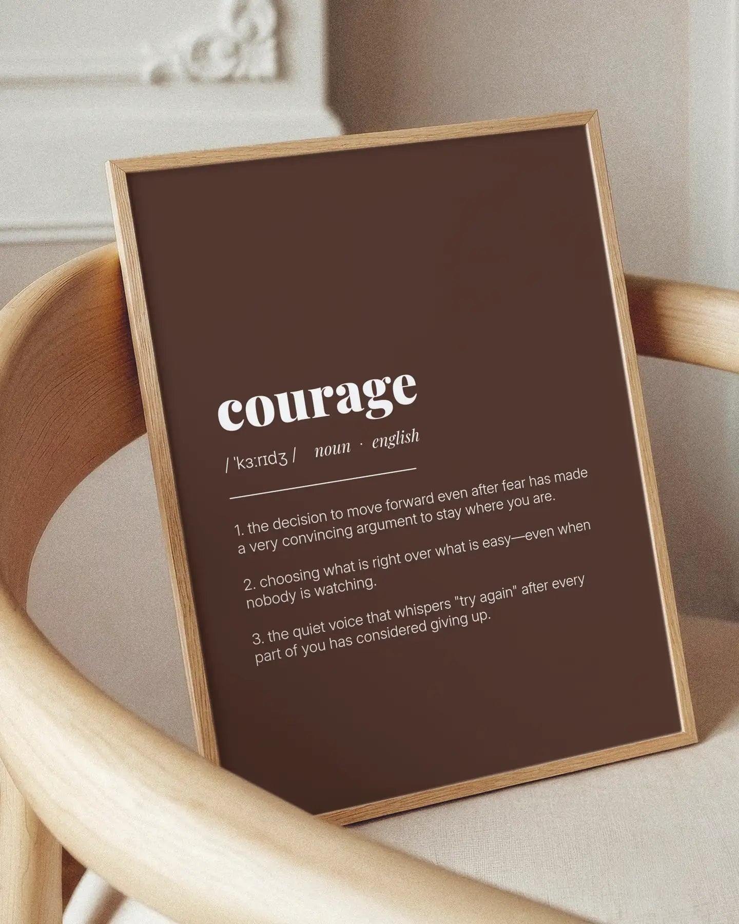 Definition Poster of Courage on Espresso background
