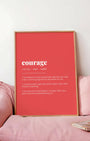 Definition Poster of Courage on Strawberry background