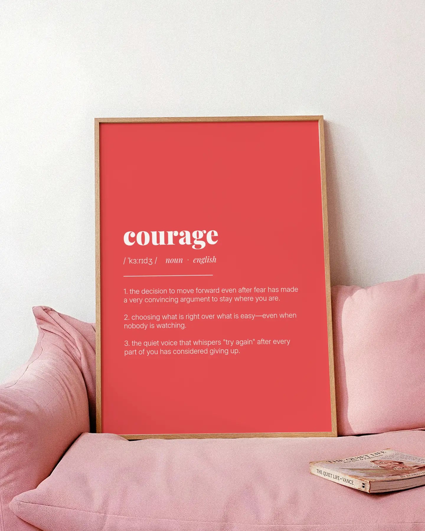 Definition Poster of Courage on Strawberry background