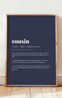 Definition Poster of Cousin on Deep Navy background