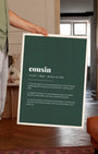 Definition Poster of Cousin on Emerald background