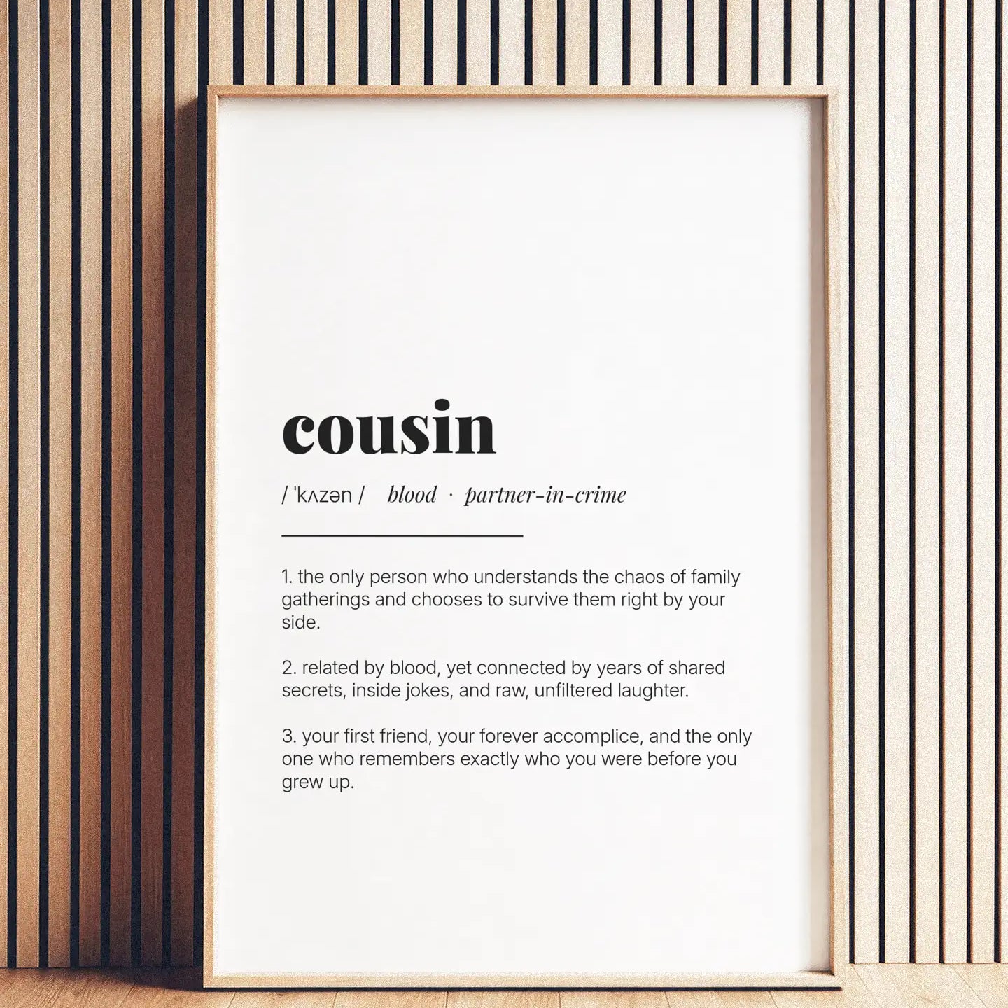 Definition Poster of Cousin on Gallery White background