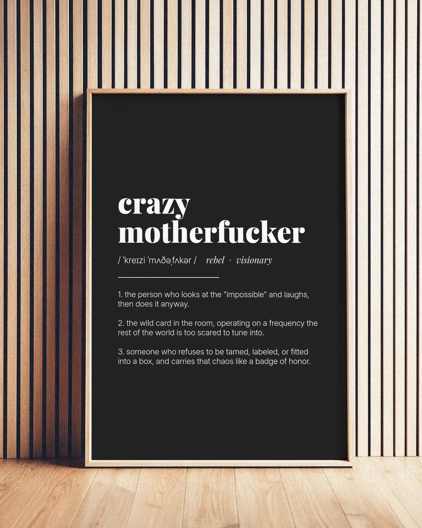 Definition Poster of Crazy<br />Motherfucker on Midnight Ink background