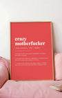 Definition Poster of Crazy<br />Motherfucker on Strawberry background
