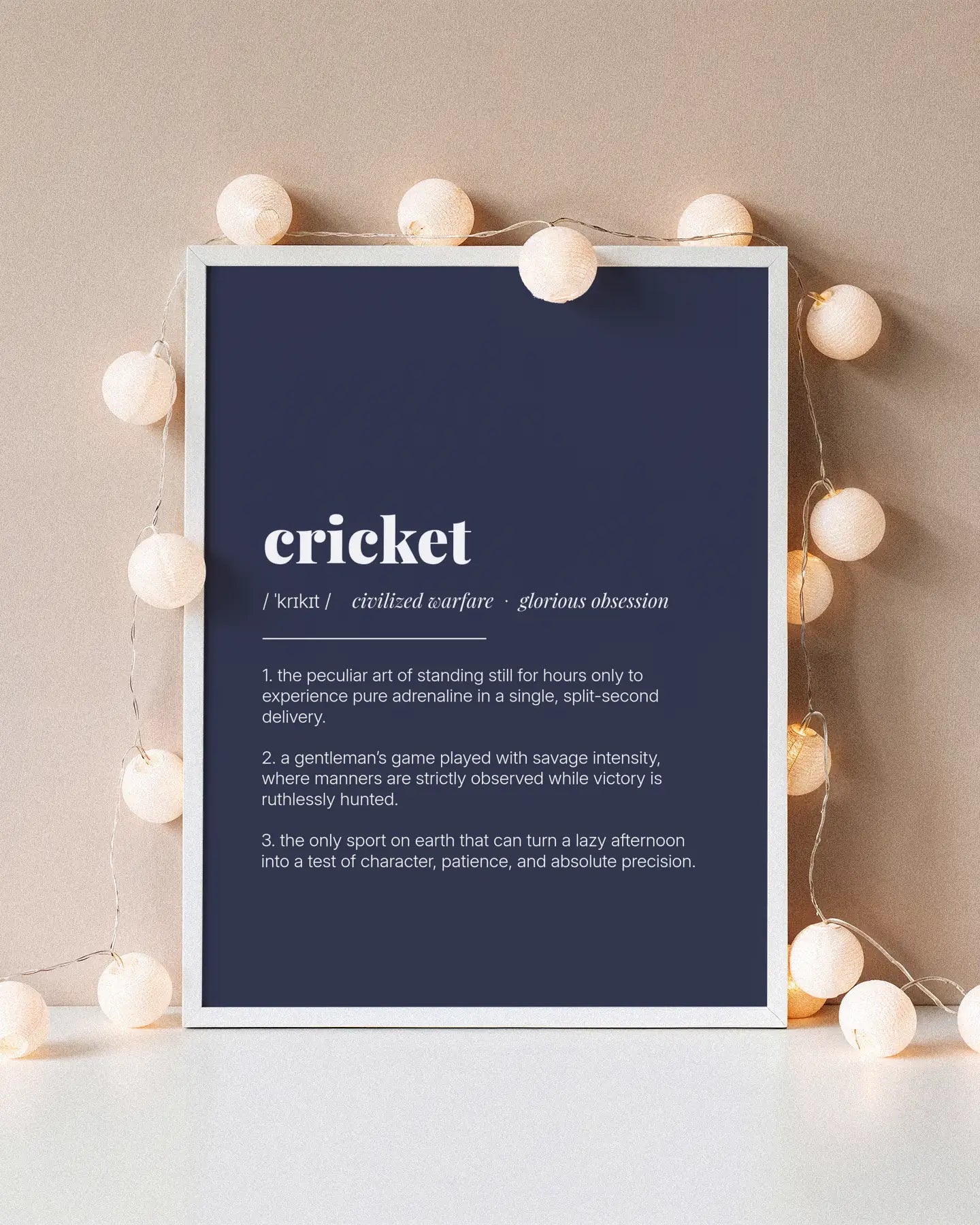 Definition Poster of Cricket on Deep Navy background