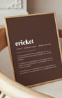 Definition Poster of Cricket on Espresso background