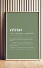 Definition Poster of Cricket on Sage Green background