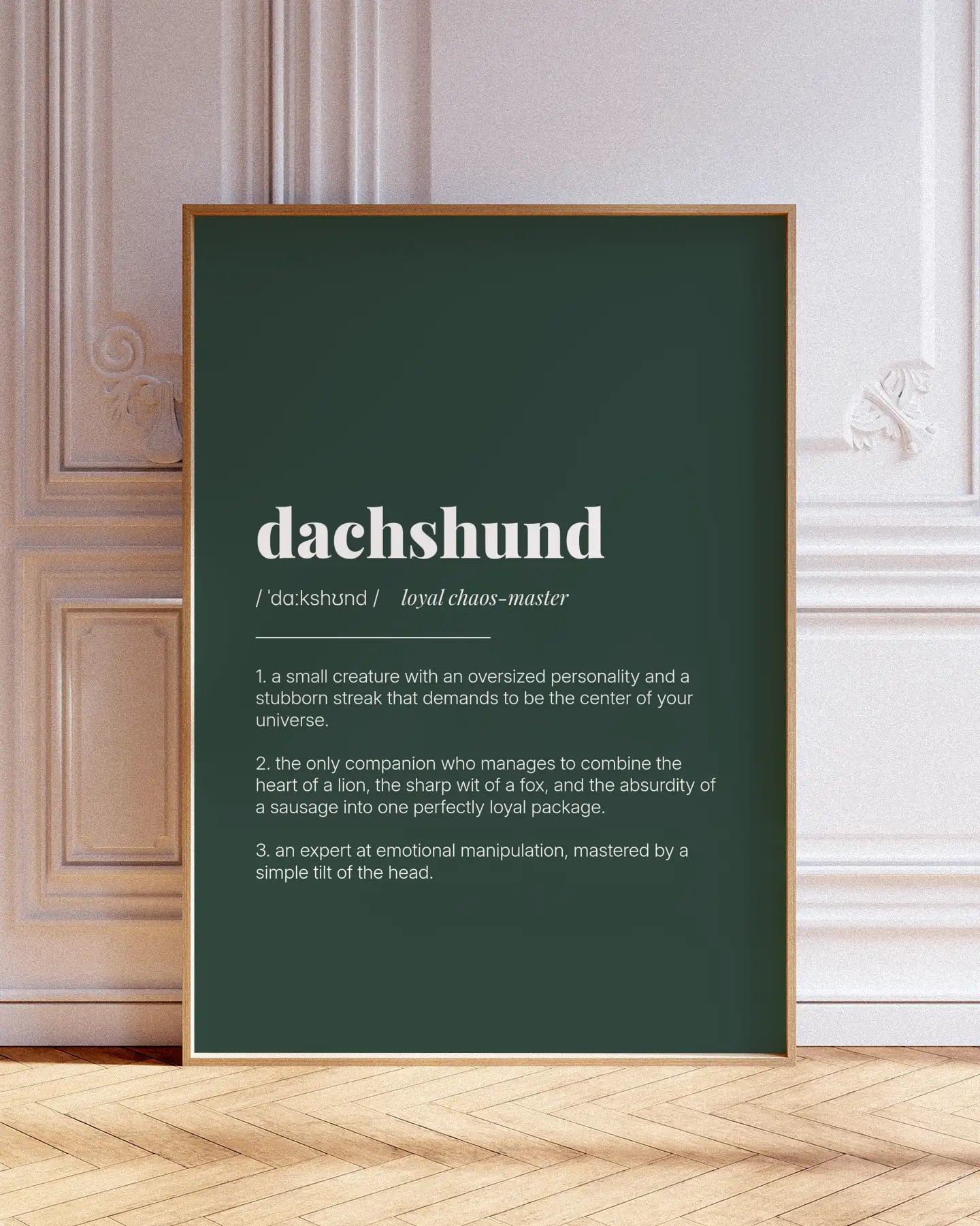 Definition Poster of Dachshund on Emerald background