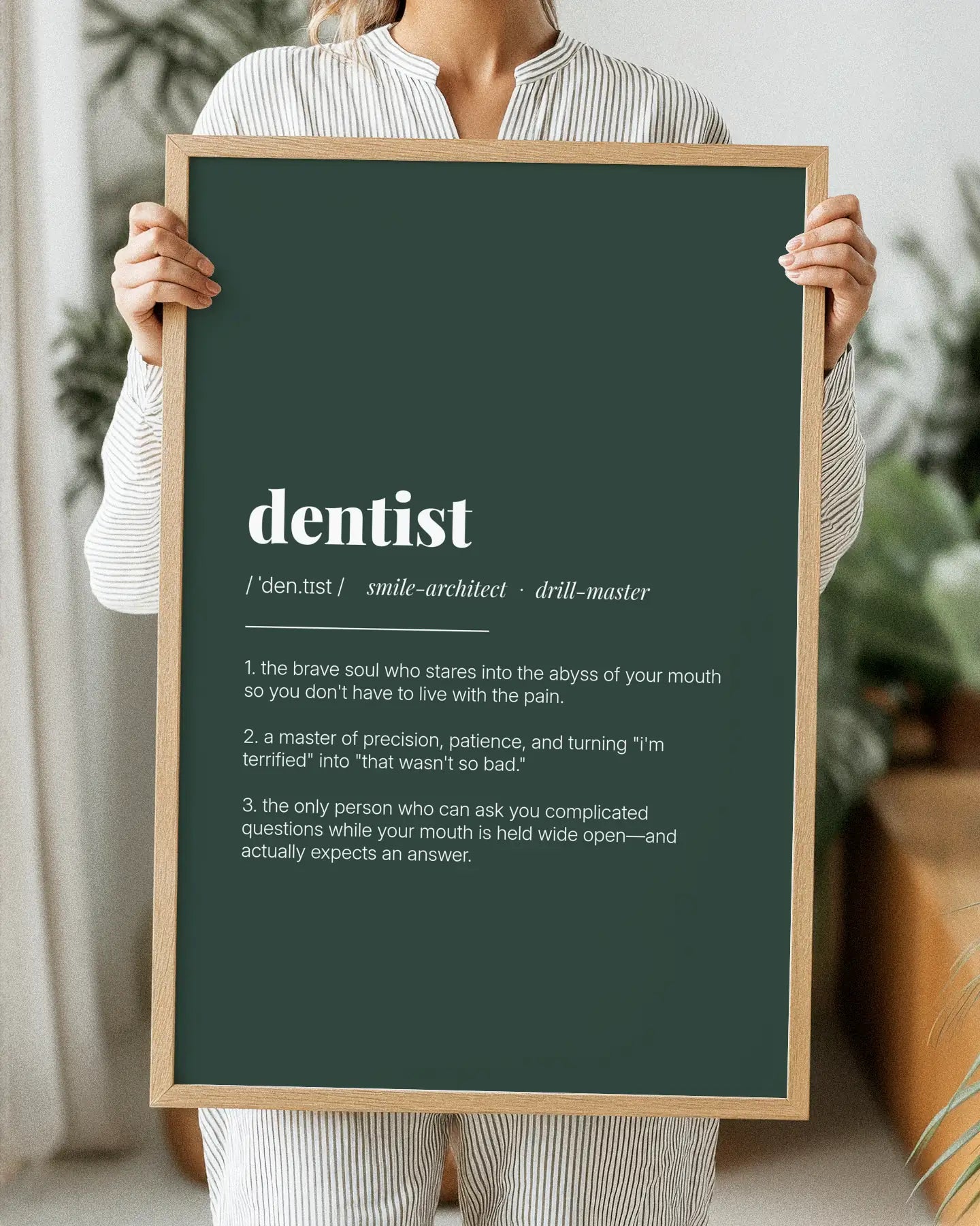 Definition Poster of Dentist on Emerald background
