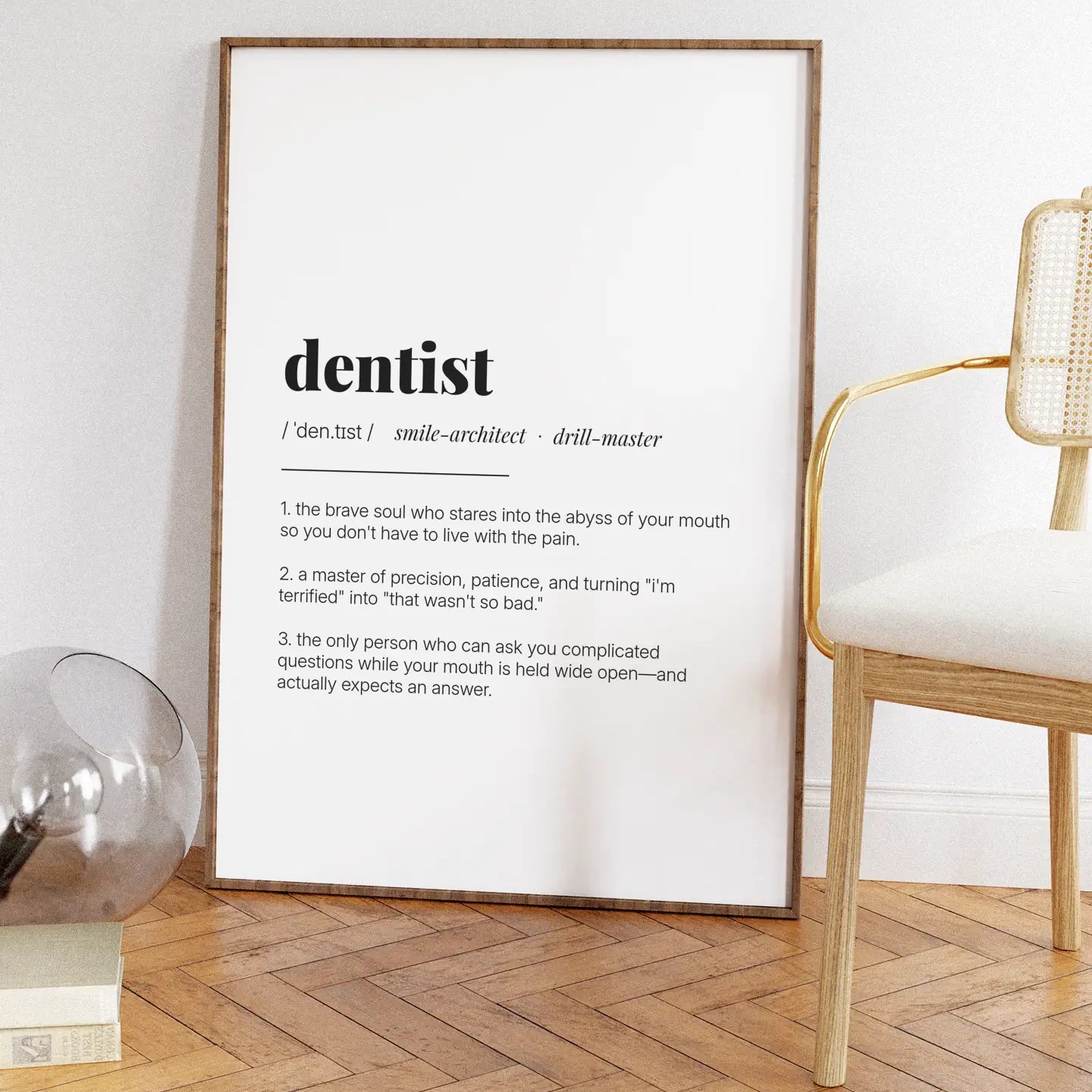 Definition Poster of Dentist on Gallery White background