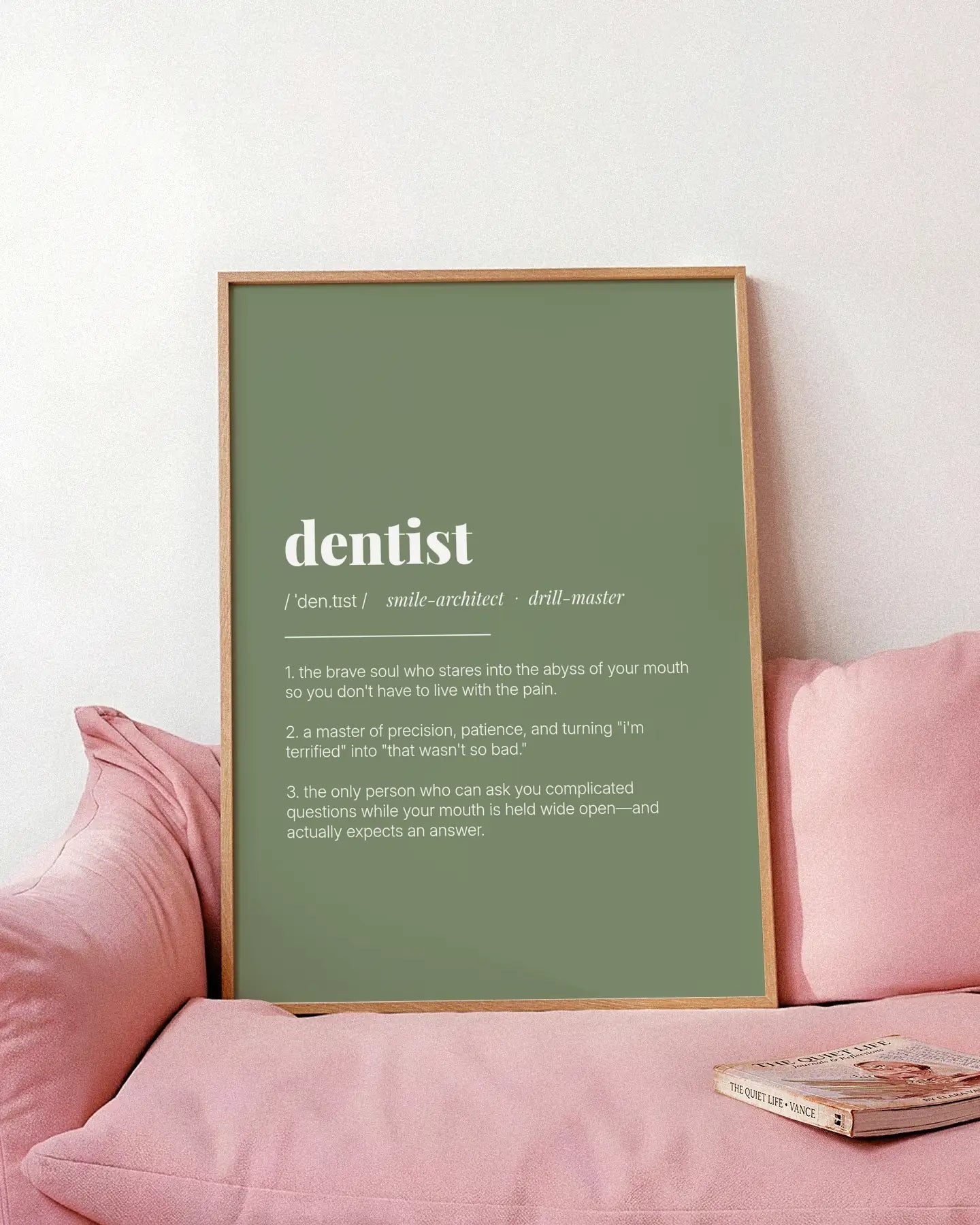 Definition Poster of Dentist on Sage Green background