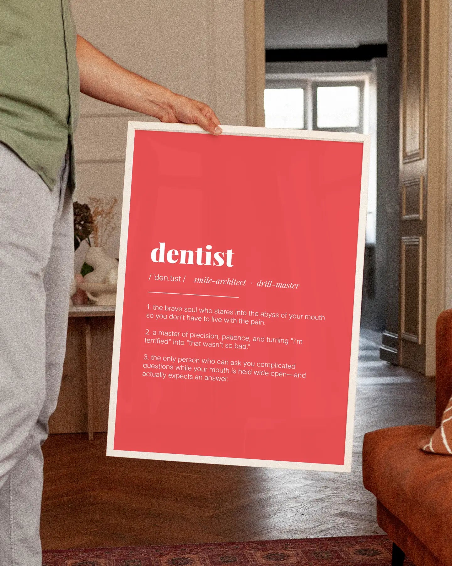Definition Poster of Dentist on Strawberry background