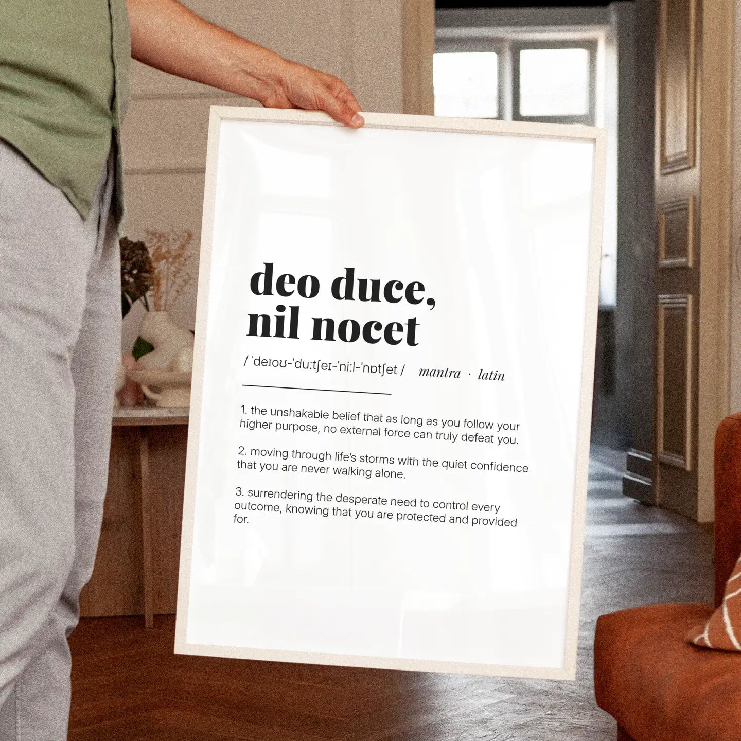Definition Poster of Deo Duce, <br />Nil Nocet on Gallery White background