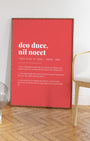 Definition Poster of Deo Duce, <br />Nil Nocet on Strawberry background