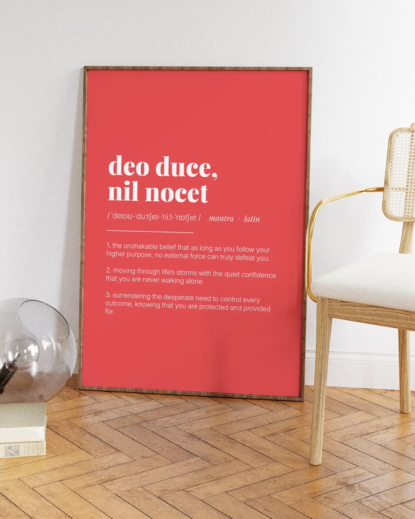 Definition Poster of Deo Duce, <br />Nil Nocet on Strawberry background