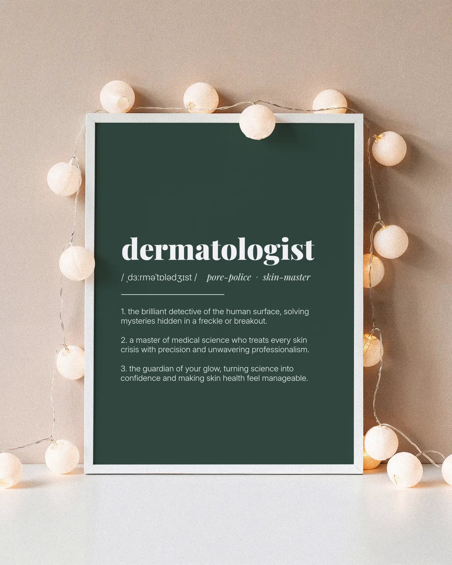 Definition Poster of Dermatologist on Emerald background