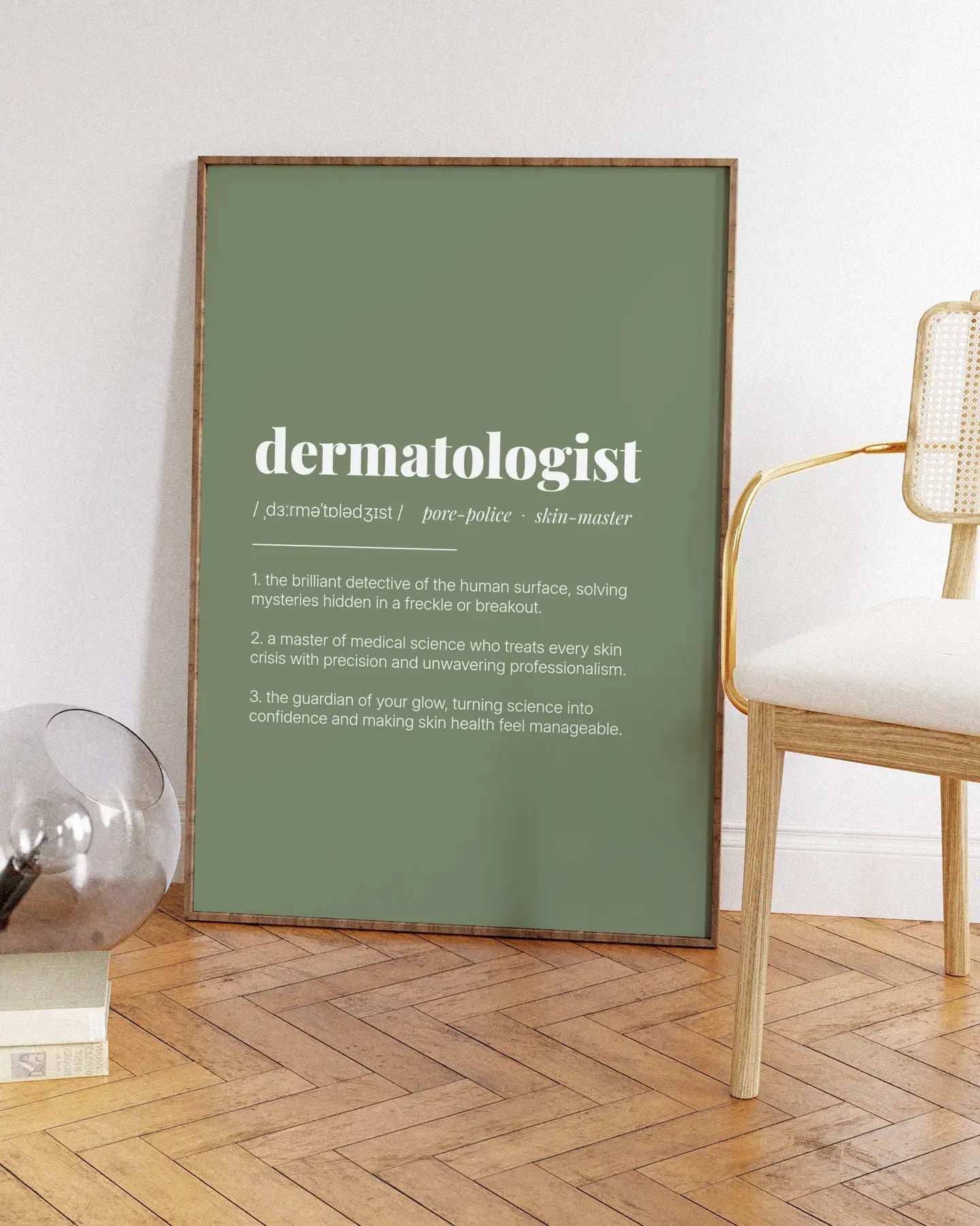 Definition Poster of Dermatologist on Sage Green background