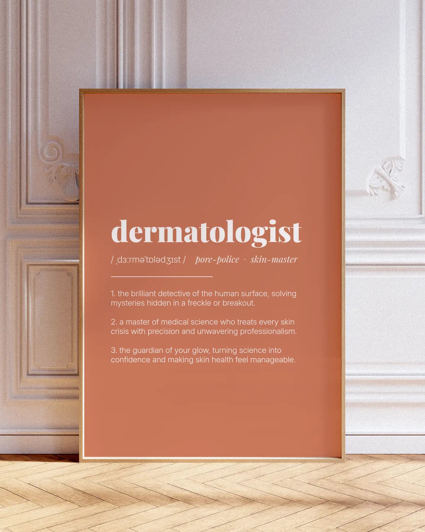 Definition Poster of Dermatologist on Terracotta background