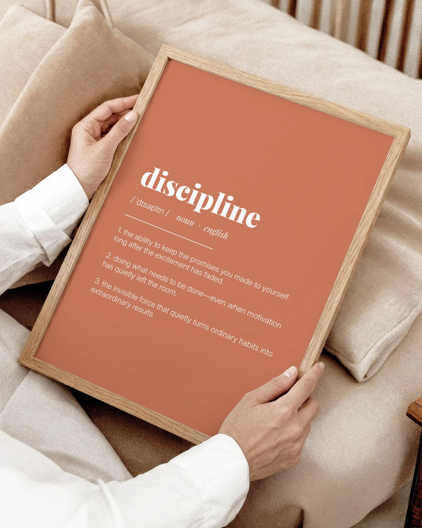 Definition Poster of Discipline on Terracotta background