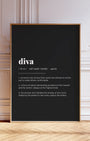 Definition Poster of Diva on Midnight Ink background